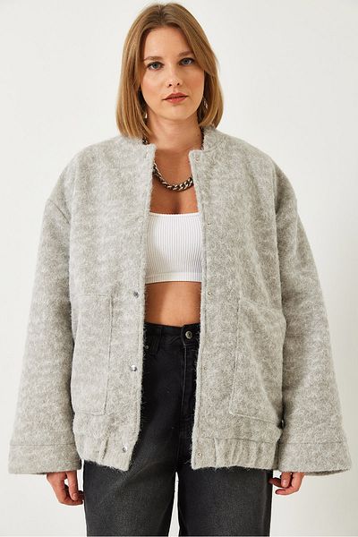 Bianco Lucci Women's Stamped Bomber Jacket 2613 60261065