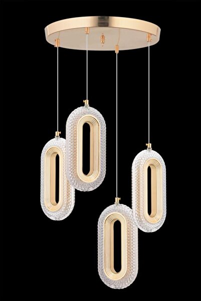 İstanbul Avize İstanbul Avize Beta 4'lü Gold Ledli Modern Kumandalı 3 Renk Led Avize