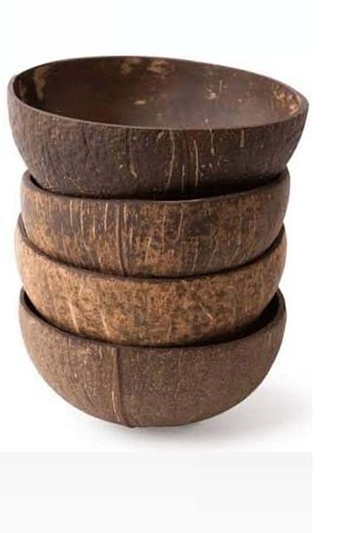 Kuru Yeşil Coconut Bowl - Natural - Salad Bowl - Jumbo - Snack Bowl - Pack of 4