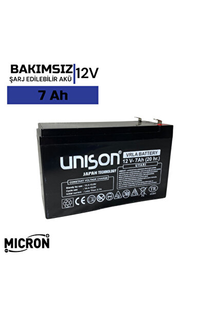 Unison 12v (VOLT) 7 Ah (AMPER) Akü (BATARYA) Yüksek Performans 1.9 Kg 06/25 Tarih