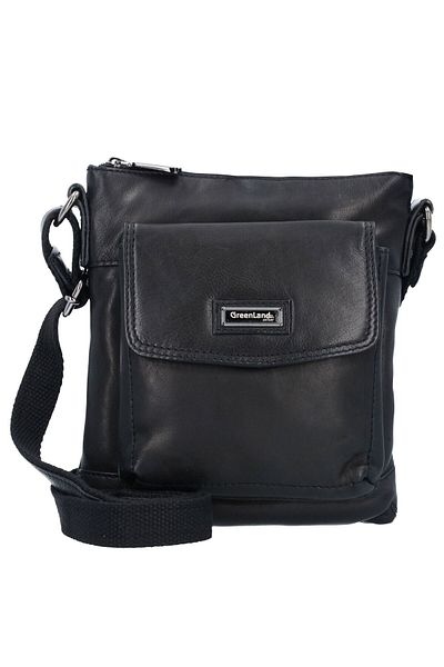 Greenland Nature Geanta de umar Nappa neagra piele 21 cm