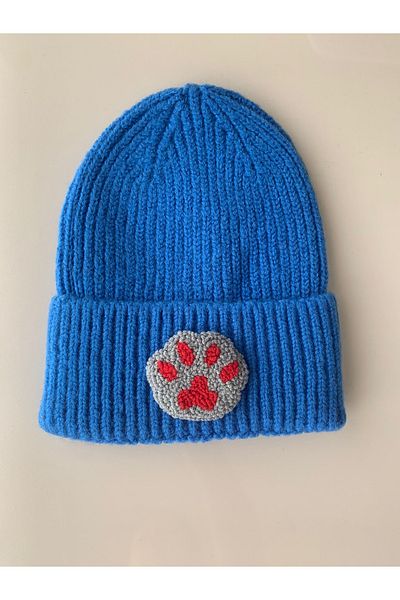 byebruketenci Blue Animal Punchi - Wool Beret Cat Dog Paw Christmas Gift