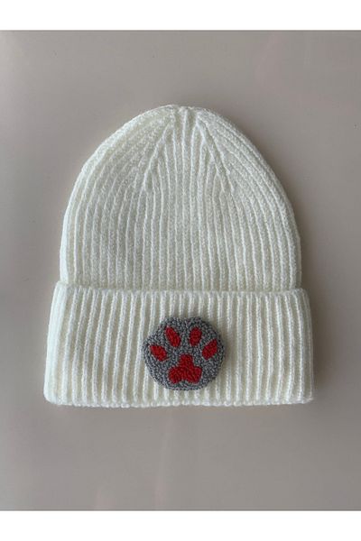 byebruketenci Cream Wool Beret Cat Dog Paw Animal Punch Christmas Gift