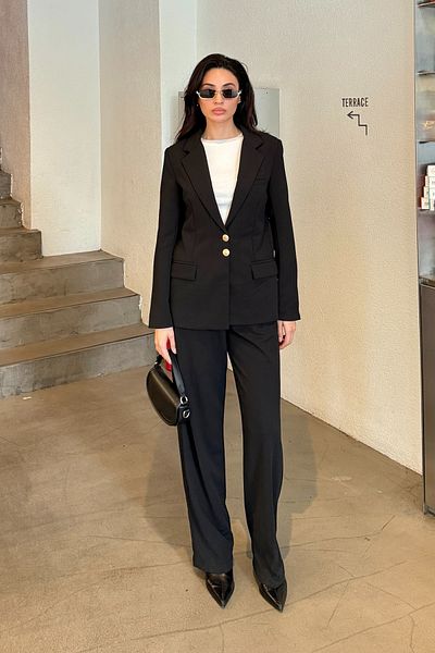 Serica Moda Gold Buttoned Jacket Pants Set