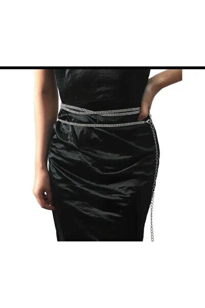 Ümaks Silvers Rhinestone Metal Waist Chain - Stylish Decorated Chain - Versat...