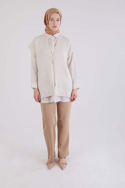 ALLDAY Ecru-Brooched Knitwear Vest