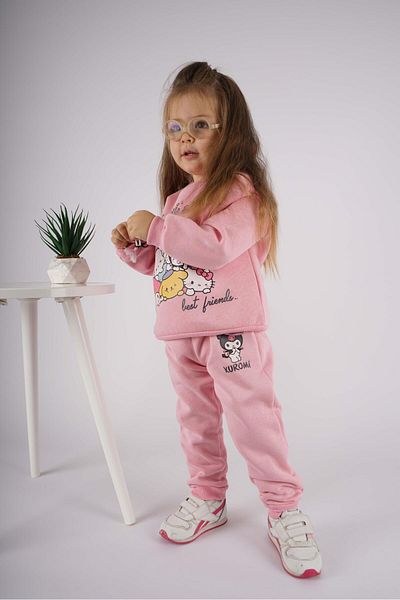 MİNİKO KİDS Girl's Kuromi Model 3 Threads Charted Cotton Tracksuit Set