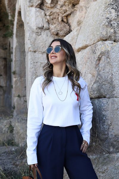 bytugcekaya Bluză albă cu imprimeu cu cană de mărime standard