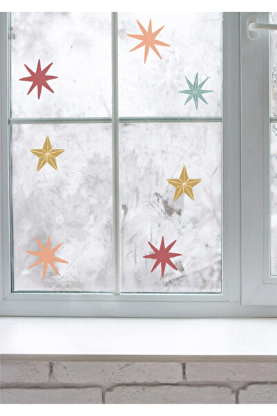 WALLHUMAN Yılbaşı-Noel Yıldız Cam Süsleri Çocuk Bebek Odası Sticker Seti , Yı...