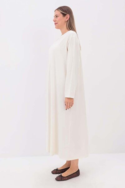 ALLDAY Ekru-Uzun Kollu İçlik Elbise