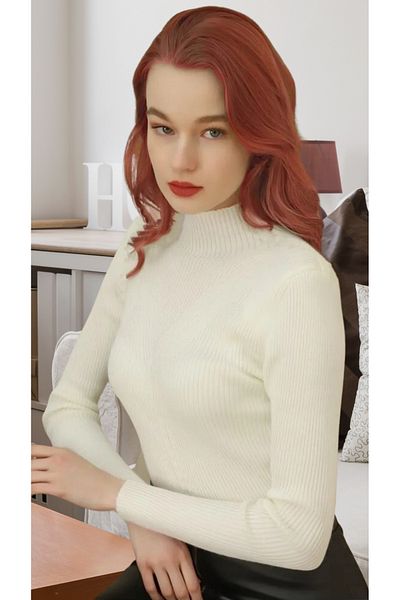 VEGENZE Pulover de damă, alb, cu coaste, tricot cu model