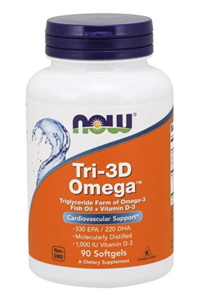 Now Tri-3D Omega Fish Oil Dietary Supplement, 90 Softgels