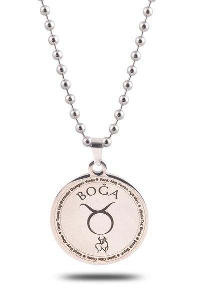 OSMANLI GÜMÜŞ Taurus Necklace Women Men Steel Pendant Ball Chain GKLBOGABURC-GMS