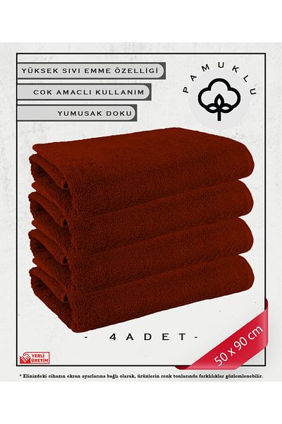 Koza Mix towel 100% Cotton Towel Face and Fitness Towel Set Red - 4 Pcs Special for Sensitive Skin