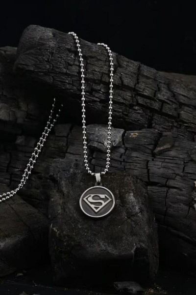 OSMANLI GÜMÜŞ Men's Steel Necklace - OttoMan Superman Icon Steel Chain Necklace