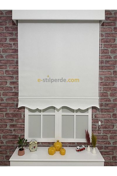 IŞILTI Perde Sistemleri Luxury Roller Blinds White Glitter (Skirt Slice)
