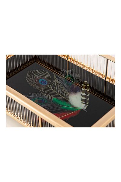 Dania Printed Serving Tray Black/Gold 30 x 18 x 7cm