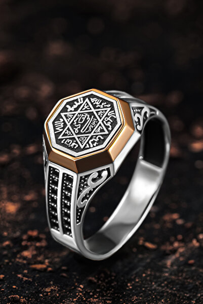 OSMANLI GÜMÜŞ Erkek Gümüş Yüzük - Çift Zirkon Taşlı Hz. Süleyman Mührü Erkek ...