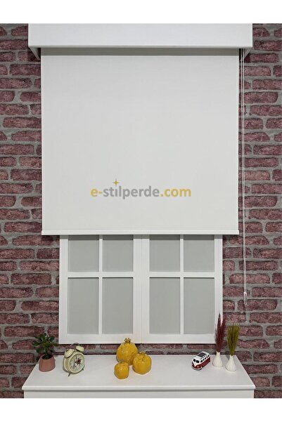 IŞILTI Perde Sistemleri Lüks Stor Perde Beyaz ( Etek Dilimsiz )