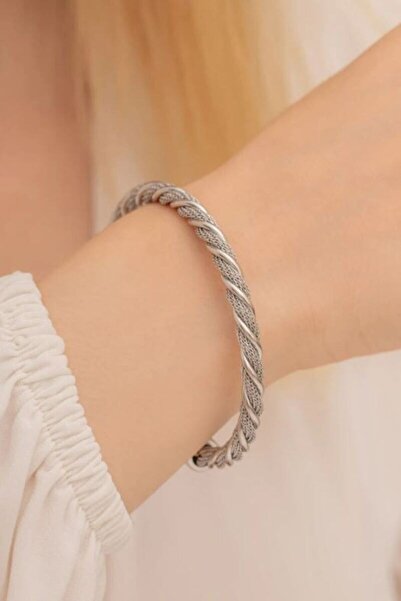 OSMANLI GÜMÜŞ سوار وأصفاد نسائية موديل شبكي من الفولاذ