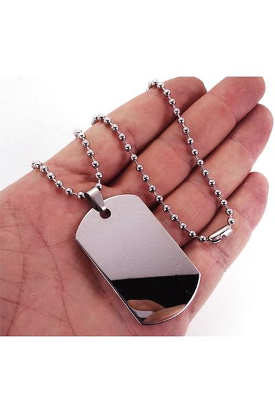 OSMANLI GÜMÜŞ Soldier Tag Necklace Stainless Men's Women's Steel Necklace with Ball Chain