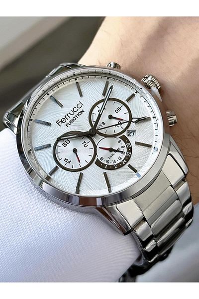 Ferrucci Men's Functions Active Steel Band Wrist Watch