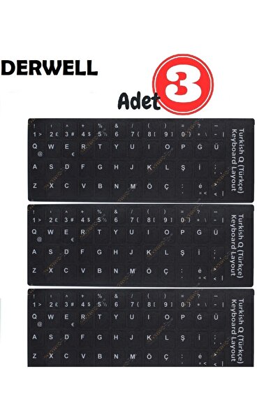 Derwell Türkçe Q Klavye Etiketi Laptop Pc Sticker Pvckeyboard Sticker Silinme...