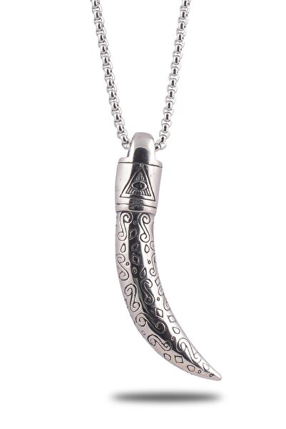 OSMANLI GÜMÜŞ Ottoman Ivory Men's Steel Chain Necklace Cklfıldısfg-gms