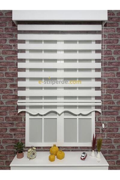 IŞILTI Perde Sistemleri Zebra Perde Eko Bambu Beyaz ( Etek Dilimli )