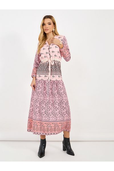 Styli Floral Paisley Print A-Line Midi Dress