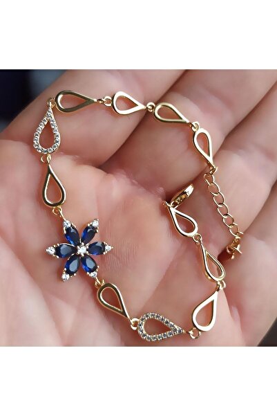 OSMANLI GÜMÜŞ Altın Kaplama Zirkon Taşlı Nergis Çiçeği Gümüş Bileklik