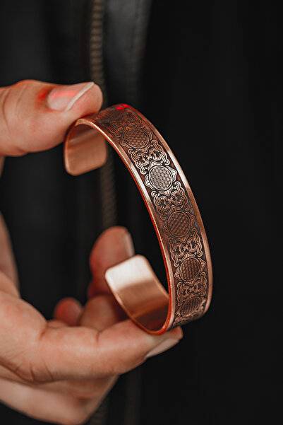 Otto Man Steel Jewelry Erkek Bakır Bileklik Lotus Çiçeği Ve Yaşam Çiçeği Dese...