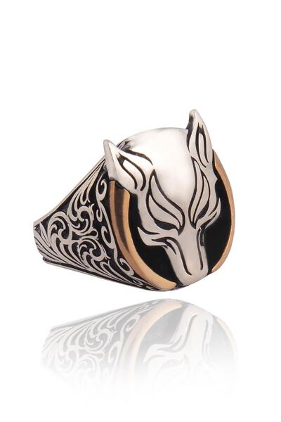 OSMANLI GÜMÜŞ Bozkurt Model Kurt Başı Gümüş Erkek Yüzük