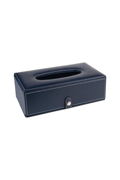 2K Θήκη μαντηλιών από συνθετικό δέρμα Navy Blue - 13*24*6 cm