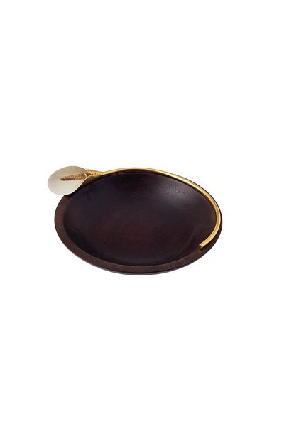 Dania Wooden deep-rooted serving dish with rose gold metal decor multi use