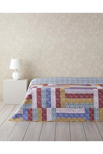 English Home Log Cabin Patchwork Çift Kişilik Çok Amaçlı Örtü 200x220 cm Pembe