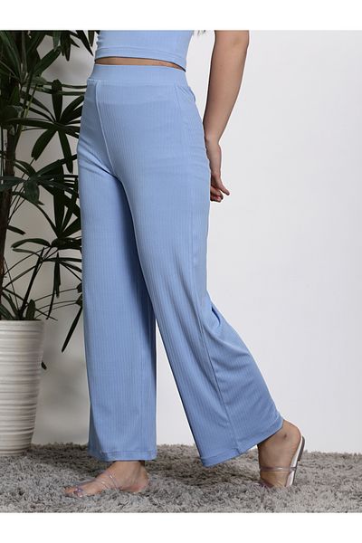 Sera By Styli Mid Rise Wide Leg Pants with Elastic Waistband
