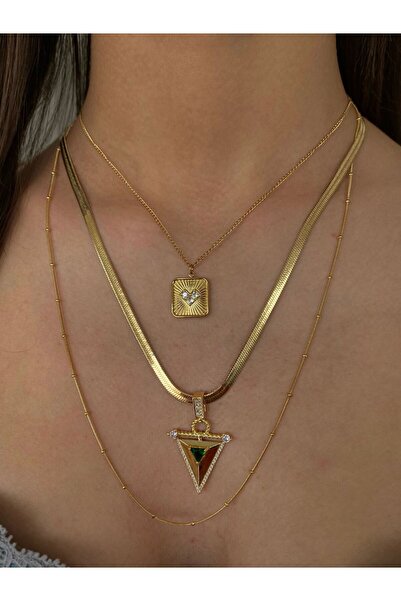 h&b design jewel Çelik Gold Kolye Seti