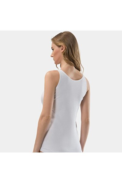 TÜREN Women's Guipure Detailed V-Neck Strap Camisole Cotton Undershirt 208/White