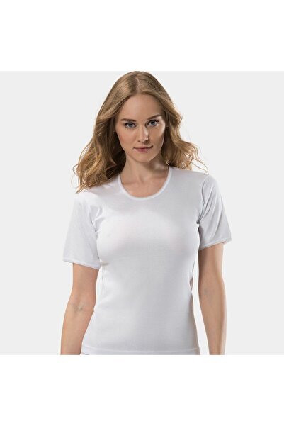 TÜREN Women's Lace Detailed Short Sleeve Camisole Cotton Undershirt 222/White