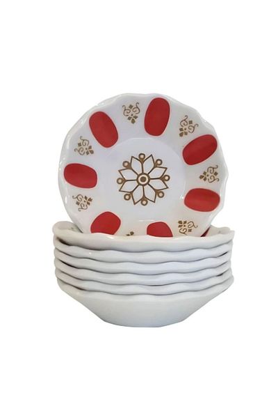 Özgül Tria Ml104k طبق شاي ميلامين أحمر من القهوة 6 قطع Glrshop