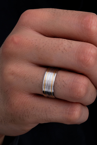 OSMANLI GÜMÜŞ Hera Model Erkek Gümüş Tek Alyans Yüzük Nişan Söz Yüzüğü