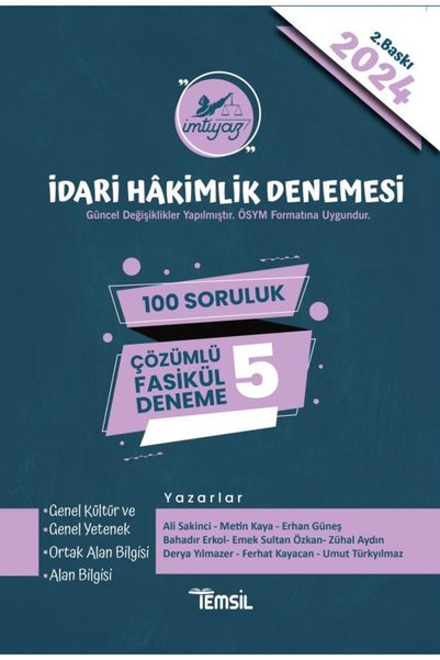 Temsil Kitap İMTİYAZ İdari Hâkimlik Sınavı Çözümlü 5 Deneme