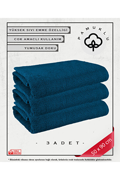Koza Mix towel 100% бавовняний рушник для обличчя та фітнесу, синій - для чутливої шкіри, 3 шт.