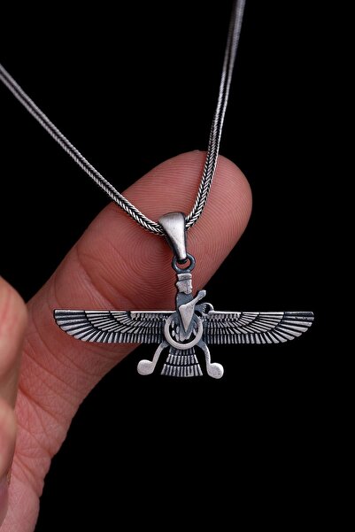 OSMANLI GÜMÜŞ Erkek Gümüş Kolye - Ahura Mazda Figürlü Gümüş Erkek Kolye