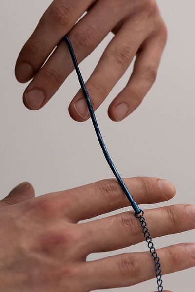 OSMANLI GÜMÜŞ Men's Blue Sarp Model Steel Bracelet