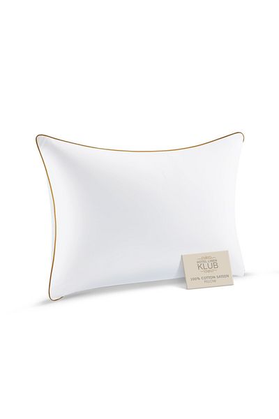 Hotel Linen Klub Cotton Sateen Pillow- 900grams , Golden Cord Single Piping , 50 x 75 cm