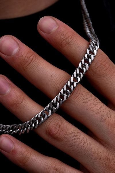 OSMANLI GÜMÜŞ 6.5 mm Gourmet Chain Men's Steel Necklace