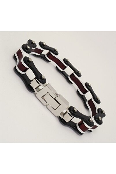 OSMANLI GÜMÜŞ Bisiklet Motosiklet Zinciri Erkek Bayan Çelik Bileklik Siyah Be...