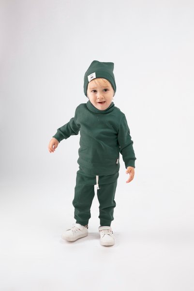 BABYSİ KİDS CLUB Turtleneck Throat Ribbed Cotton Beret 3-Piece Set Baby and Children's Clothing